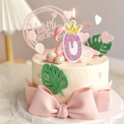 Świeczka urodzinowa brokatowa z koroną róż