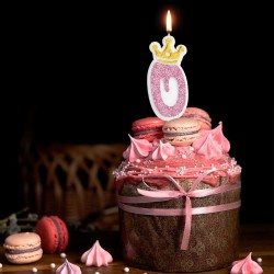 Świeczka urodzinowa brokatowa z koroną róż