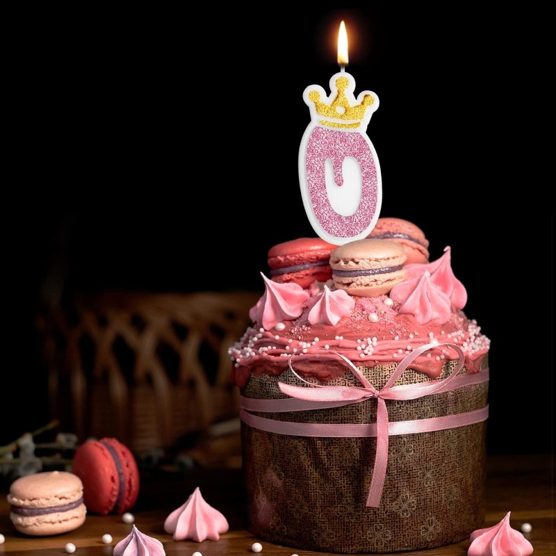 Świeczka urodzinowa brokatowa z koroną róż