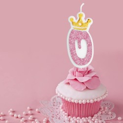 Świeczka urodzinowa brokatowa z koroną róż