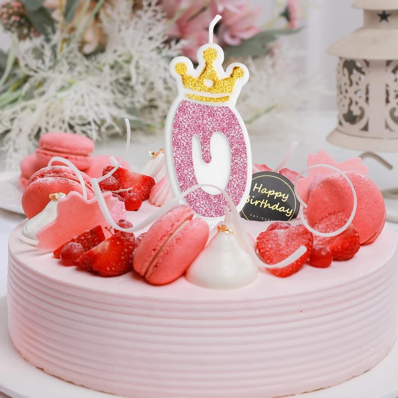 Świeczka urodzinowa brokatowa z koroną róż