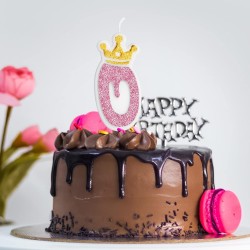 Świeczka urodzinowa brokatowa z koroną róż