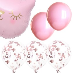 Cyfra 100cm. Zestaw balony Kotek różowy