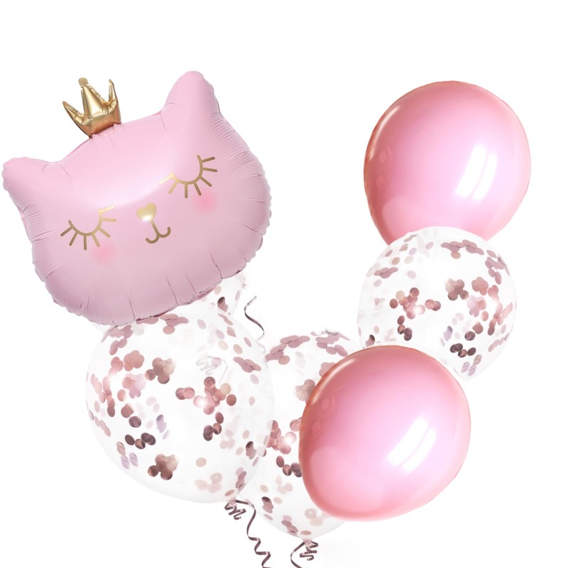 Cyfra 100cm. Zestaw balony Kotek różowy
