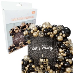 Czarno złota Girlanda balonowa 109 balonów