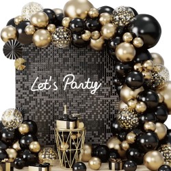 Czarno złota Girlanda balonowa 109 balonów
