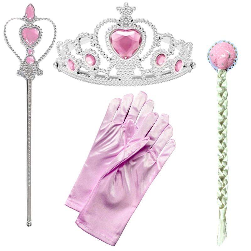 Zestaw Księżniczki Różowa korona rękawiczki włosy
