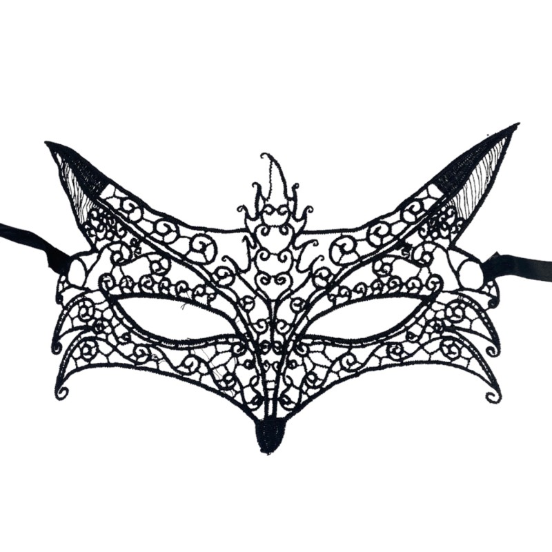 Maska KORONKOWA haft COSPLAY czarna koronka