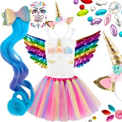 Strój Przebranie Jednorożec Pegaz Sukienka zestaw opaska 