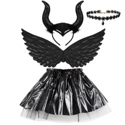 Strój MALEFICENT Przebranie Diabolina Skrzydła + Akcesoria