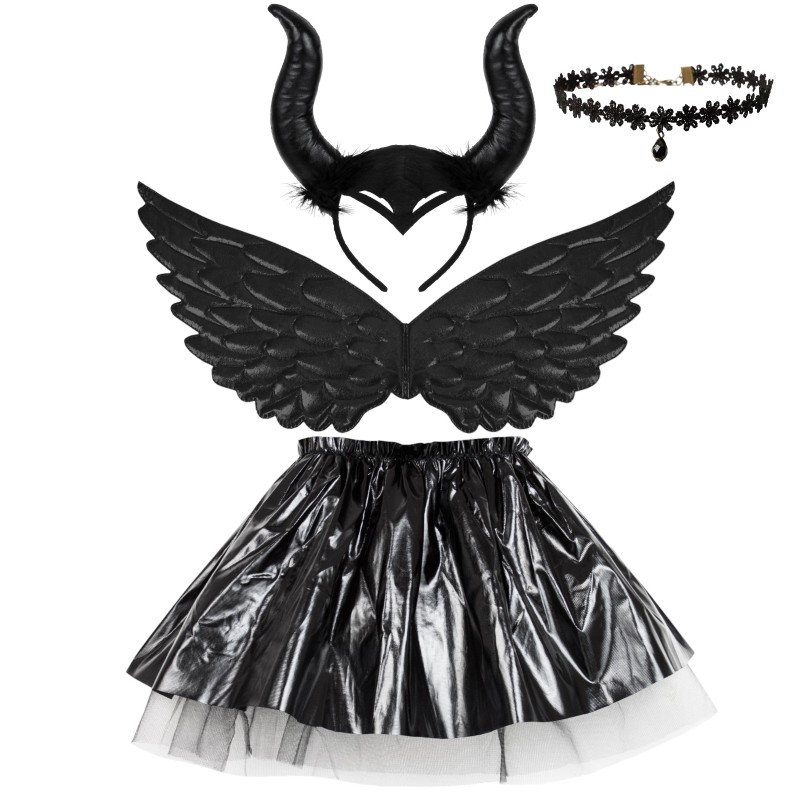 Strój MALEFICENT Przebranie Diabolina Skrzydła + Akcesoria