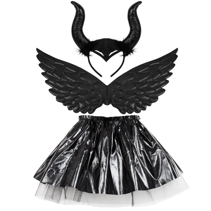 Strój MALEFICENT Przebranie Diabolina Skrzydła + Akcesoria