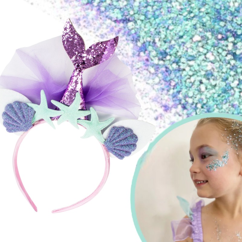 Strój Syrenka zestaw peruka spódniczka opaska kryształki