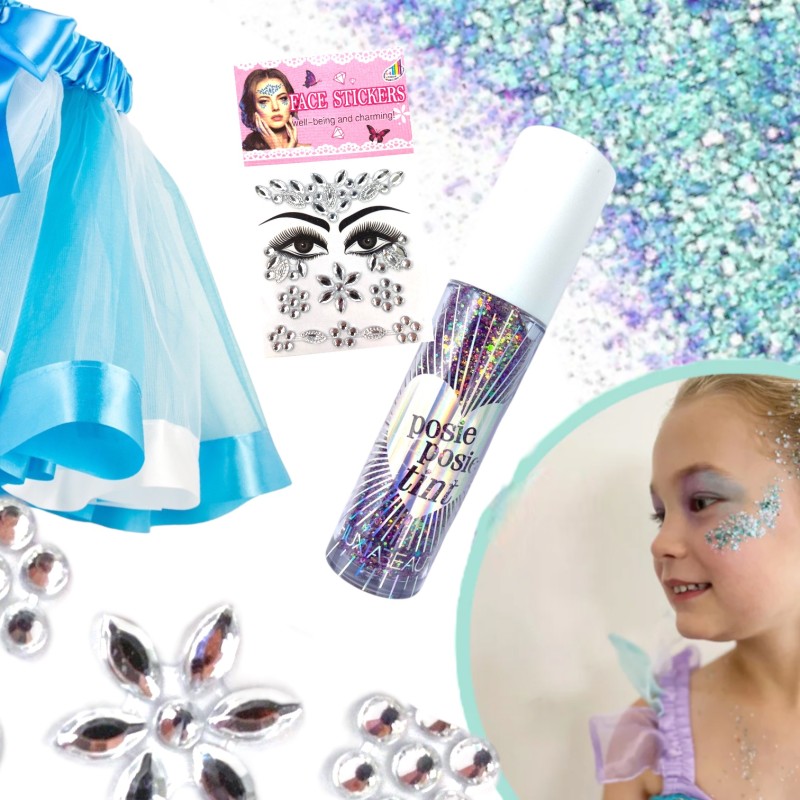 Strój Syrenka zestaw peruka spódniczka opaska kryształki