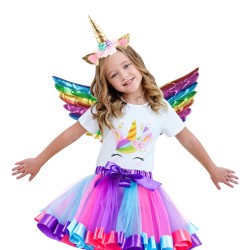 Strój Pegaz  BAJKOWY Tęczowy KOLOROWYJEDNOROŻEC SKRZYDŁA