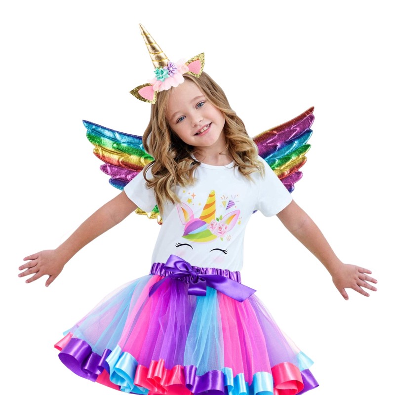 Strój Pegaz  BAJKOWY Tęczowy KOLOROWYJEDNOROŻEC SKRZYDŁA