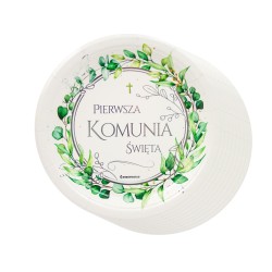 IHS Papierowy talerzyk 18cm 8szt. Pierwsza Komunia liście