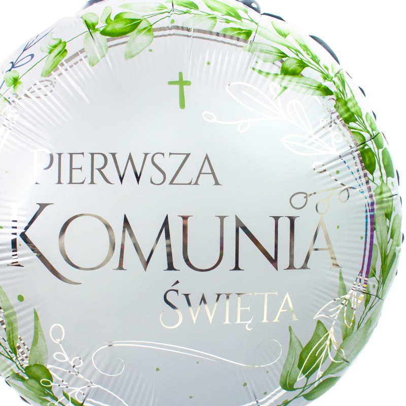 IHS Balon Foliowy 45cm Pierwsza Komunia liście