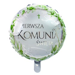 IHS Balon Foliowy 45cm Pierwsza Komunia liście