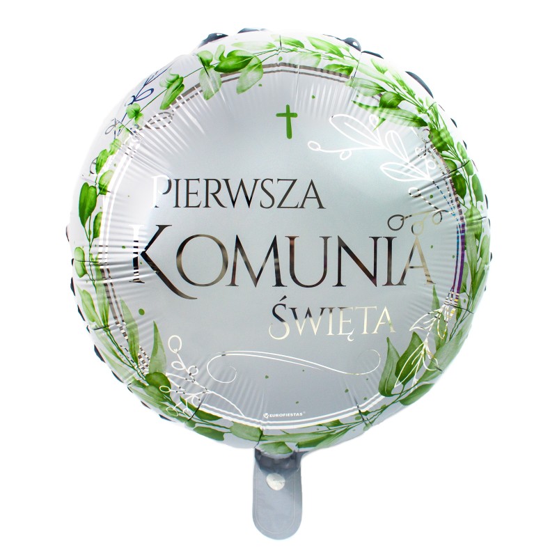 IHS Balon Foliowy 45cm Pierwsza Komunia liście