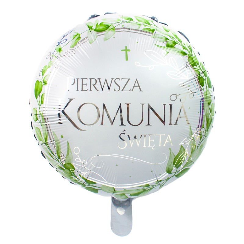 IHS Balon Foliowy 45cm Pierwsza Komunia liście