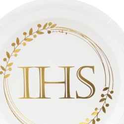 IHS Papierowy talerzyk 23cm 6szt. Pierwsza Komunia