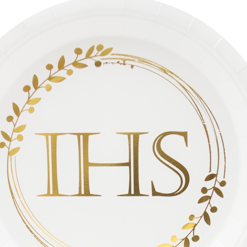 IHS Papierowy talerzyk 23cm 6szt. Pierwsza Komunia