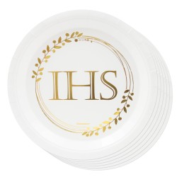 IHS Papierowy talerzyk 23cm 6szt. Pierwsza Komunia