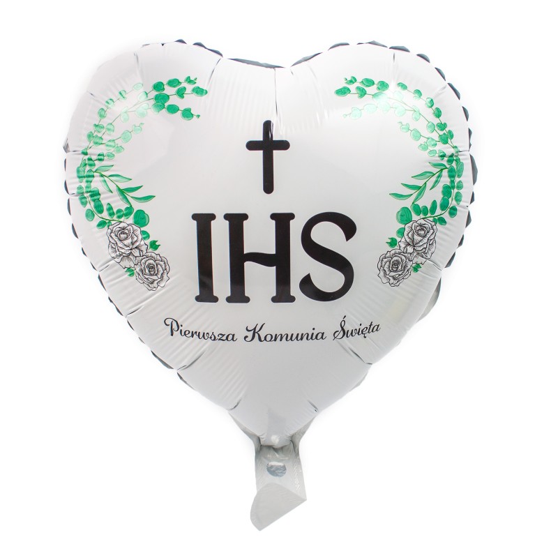 IHS Balon Foliowy Pierwsza Komunia serce listki