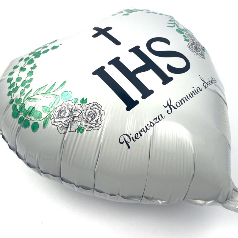IHS Balon Foliowy Pierwsza Komunia serce listki