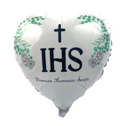 IHS Balon Foliowy Pierwsza Komunia serce listki