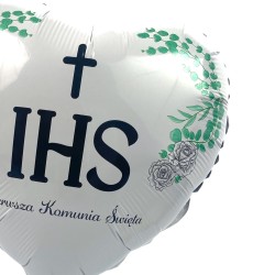 IHS Balon Foliowy Pierwsza Komunia serce listki
