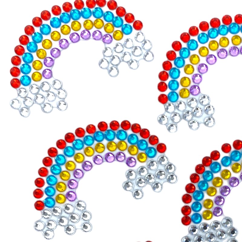 Naklejki kryształki tęcza DIY – blister 8 serduszek akrylowych