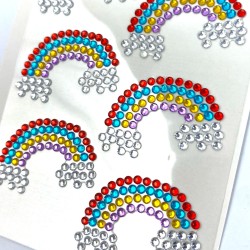 Naklejki kryształki tęcza DIY – blister 8 serduszek akrylowych