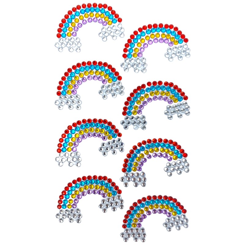 Naklejki kryształki tęcza DIY – blister 8 serduszek akrylowych