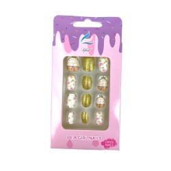 Paznokcie samoprzylepne różowe z brokatem dla dziecka ciasteczka