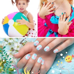 Paznokcie samoprzylepne różowe z brokatem dla dziecka ciasteczka