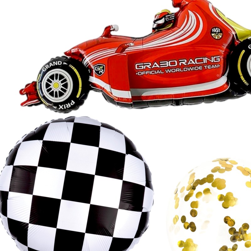 Zestaw balonów urodziny Motorsport Formuła F1 RACE wyścigówka