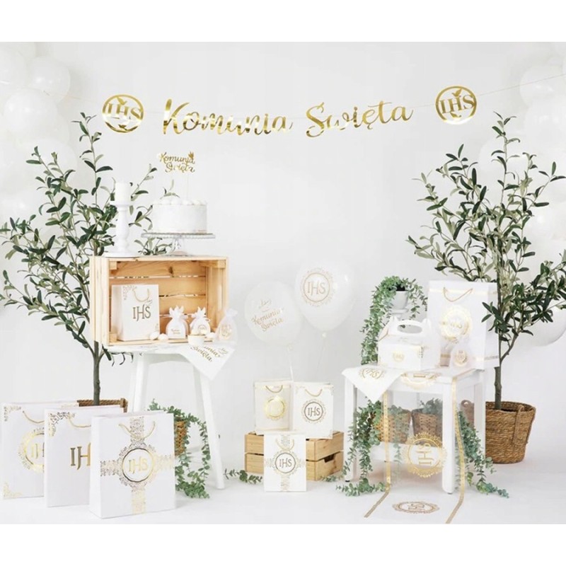 Baner komunijny Komunia Święta ZŁOTY NAPIS Komunia Święta