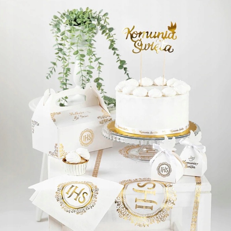 Złoty TOPPER napis KOMUNIA ŚWIĘTA
