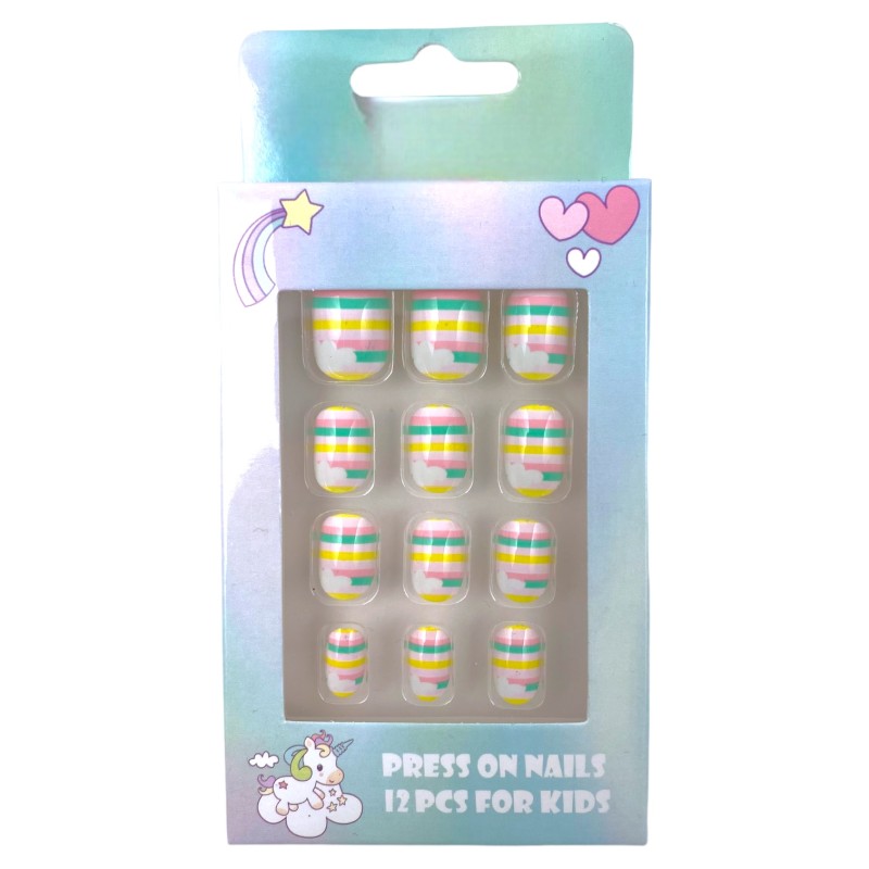 Paznokcie samoprzylepne pastelowe unicorn chmurki
