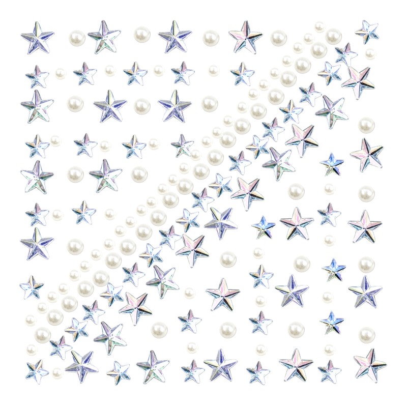 Naklejki srebrne HOLO kryształki i perły FaceGem HQ