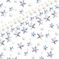 Naklejki srebrne HOLO kryształki i perły FaceGem HQ