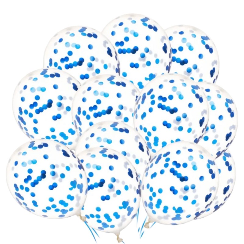Bukiet balonów niebieskie srebrne metaliczne 18szt.