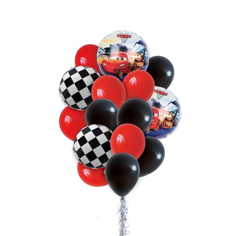 Zestaw balonów Urodzinowych szachownica motorsport Party