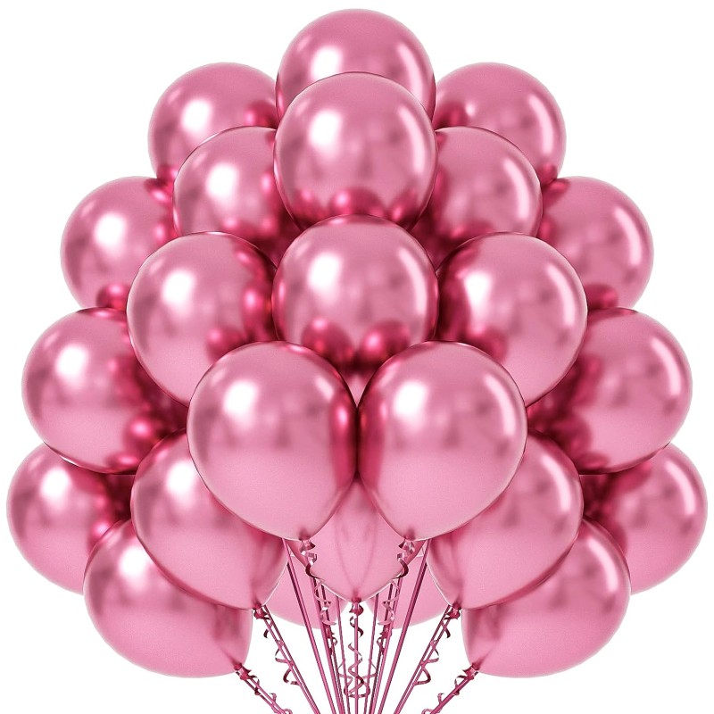 Balony lateksowe 12" metaliczne chrom Róż Fuksja 30cm