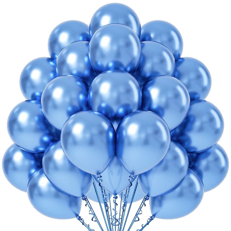 Balony lateksowe 12" metaliczne chrom Niebieskie 30cm