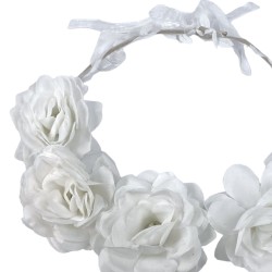 Biały Wianek komunijny WESELNY Sesja zdjęciowa kwiaty