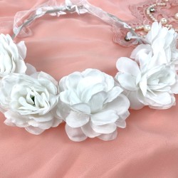 Biały Wianek komunijny WESELNY Sesja zdjęciowa kwiaty