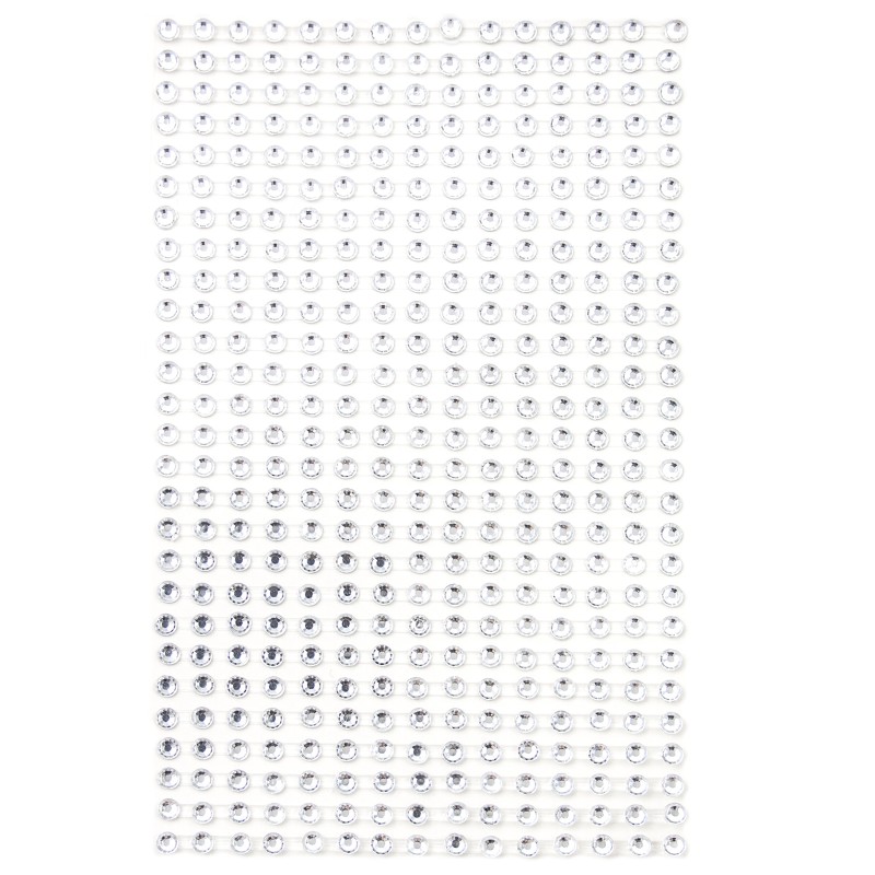 Naklejki kryształki SREBRNE cyrkonie DIY 405 szt. 4mm.